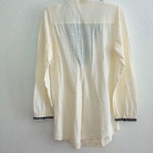 White long sleeve shirt, with cross stitch embroidery details, - Picture 7 of 8